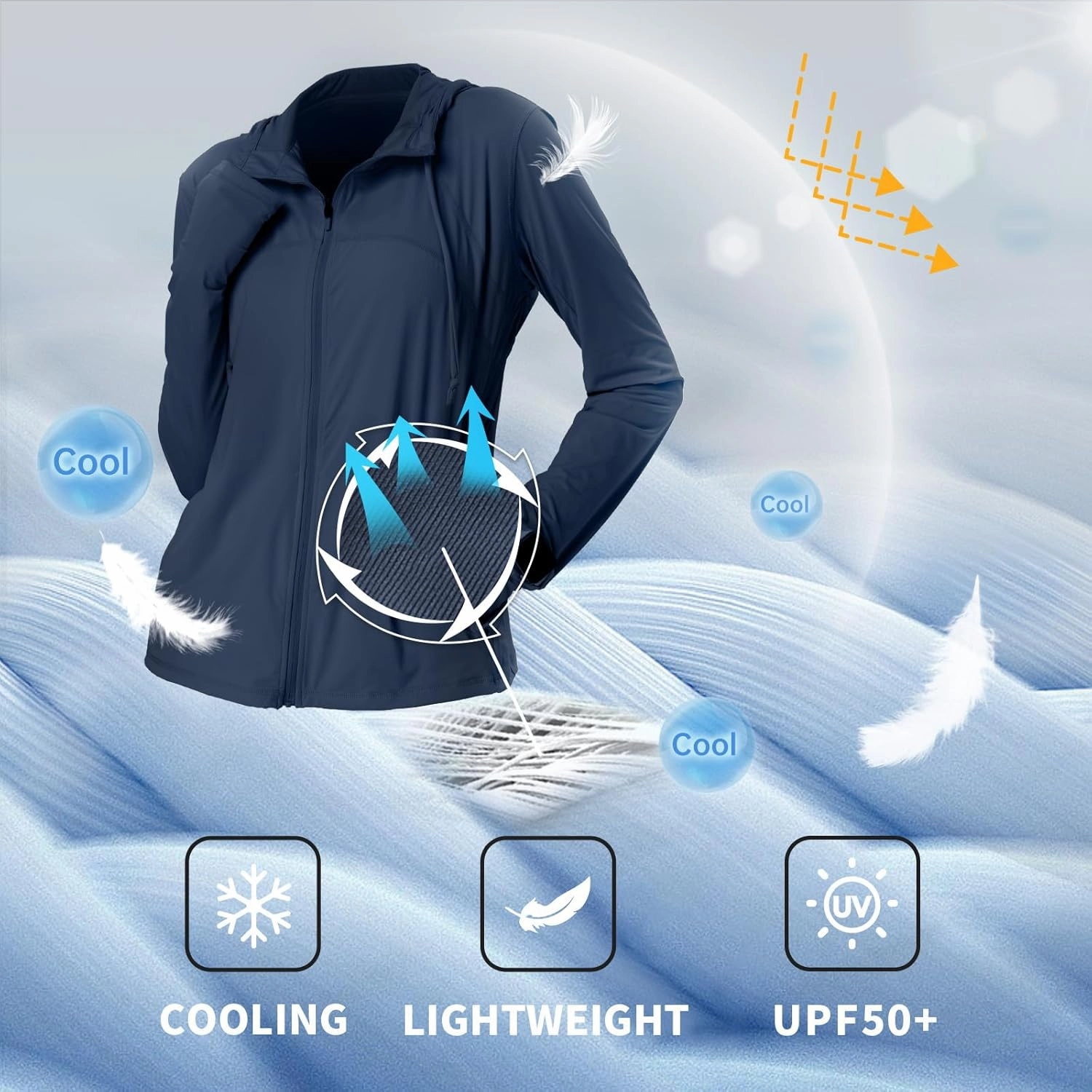 Womens Sun Protection Hoodie SPF Jacket Lightweight Full Zip Up Summer UV UPF 50  with Pockets Thumb Hole