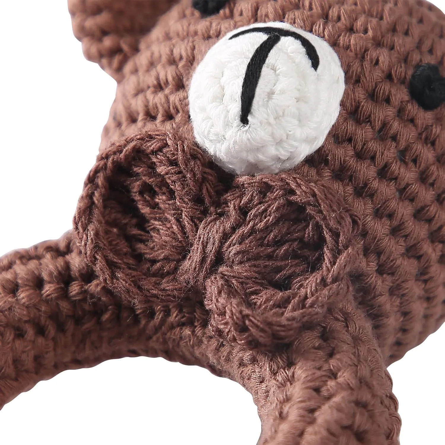 Wooden Baby Rattle Crochet Bear Baby Toys Handmade Newborn Toy Early Development Grips Stuffed Animal Organic Rattle