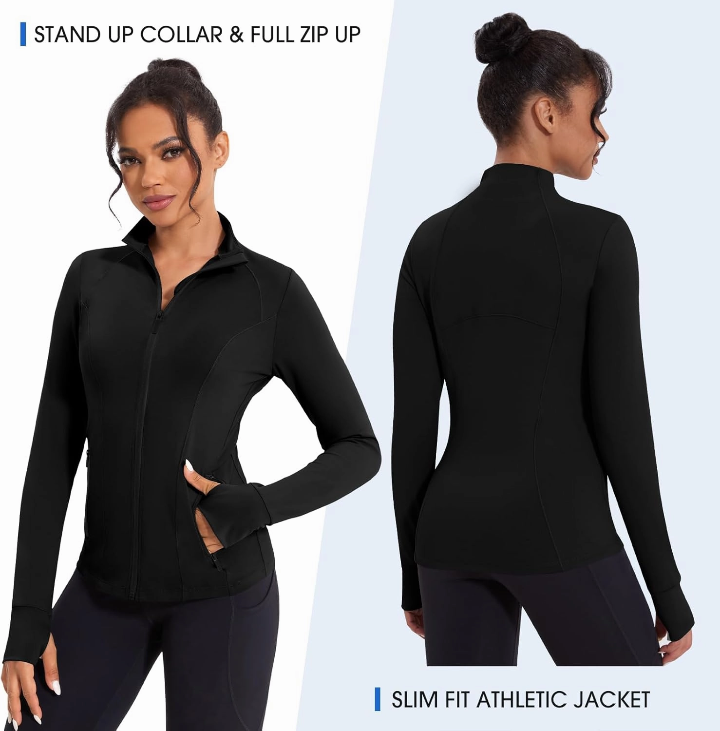 Workout Jackets for Women Lightweight Running Jackets Full Zip Yoga Athletic Clothes Slim Fit with Pockets