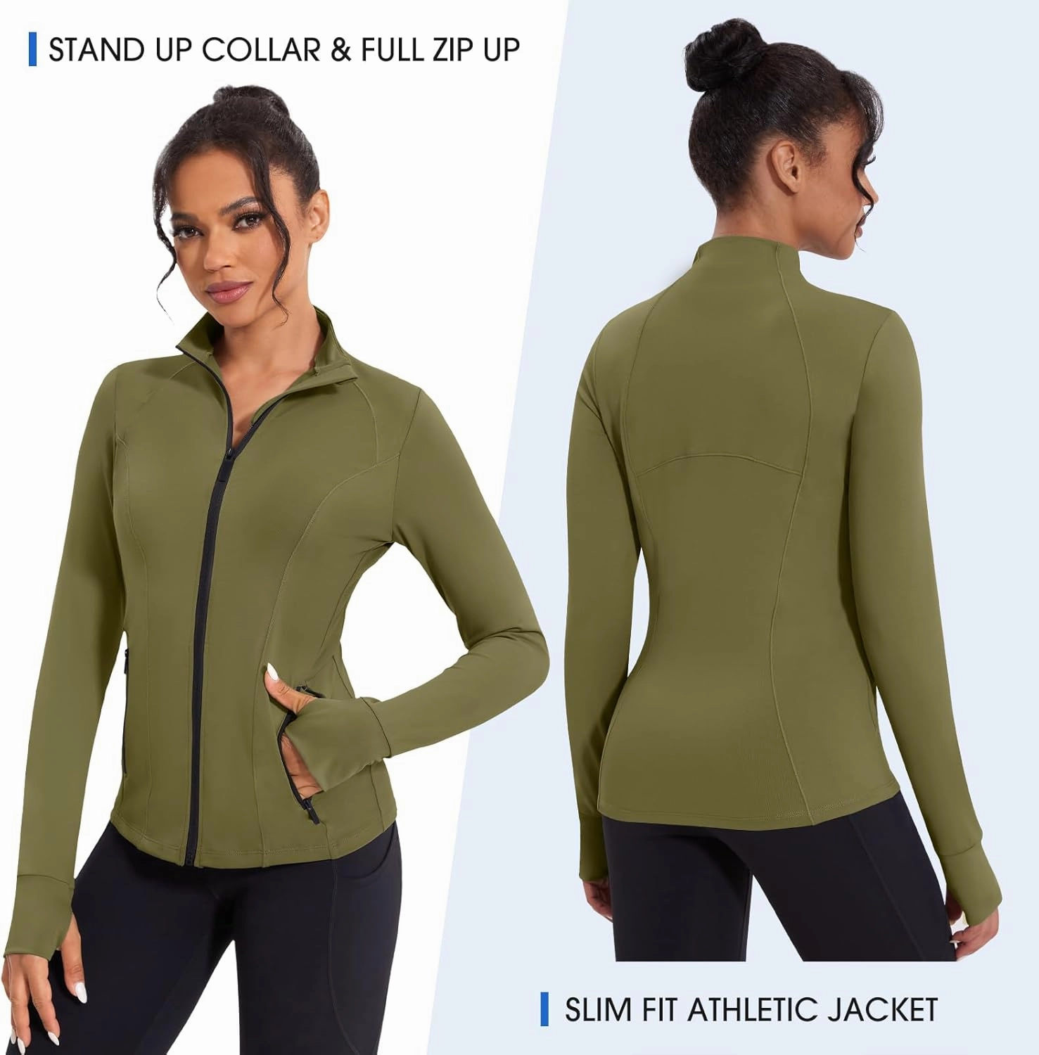 Workout Jackets for Women Lightweight Running Jackets Full Zip Yoga Athletic Clothes Slim Fit with Pockets