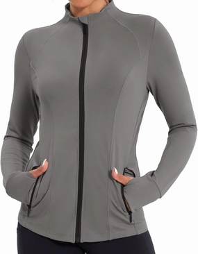 Workout Jackets for Women Lightweight Running Jackets Full Zip Yoga Athletic Clothes Slim Fit with Pockets