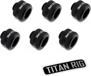 XSPC G1/4" to 10mm ID, 14mm OD Rigid Tubing Fitting, Matte Black, 6-Pack