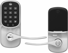Yale Security Assure Lever - Z-Wave Smart Door Lever for Keyless Access (for Doors with no deadbolt) - Works with Ring Alarm, Samsung SmartThings and More -Satin Nickel - YRL216-ZW2-619