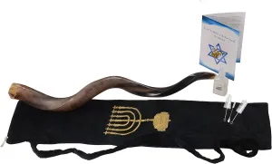 Yaliland Shofar Horn Musical Instrument - Authentic Kosher Kudu Ram Horns from Israel - Includes Bag, Book Guide, Anti-Odor Spray, 3 Brushes - Ideal for Religious Ceremonies - 32"-34", Fully Polished