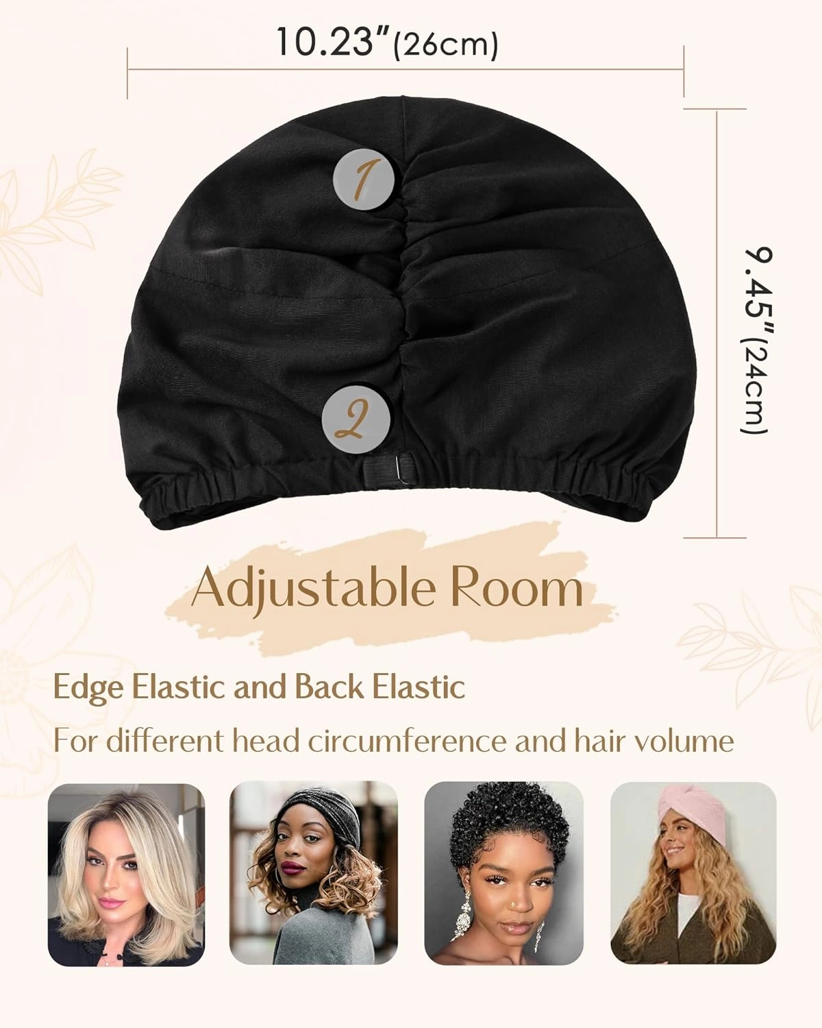 YANIBEST Silk Bonnet Satin Hair Wrap for Sleeping Bonnets for Women Curly Hair Black