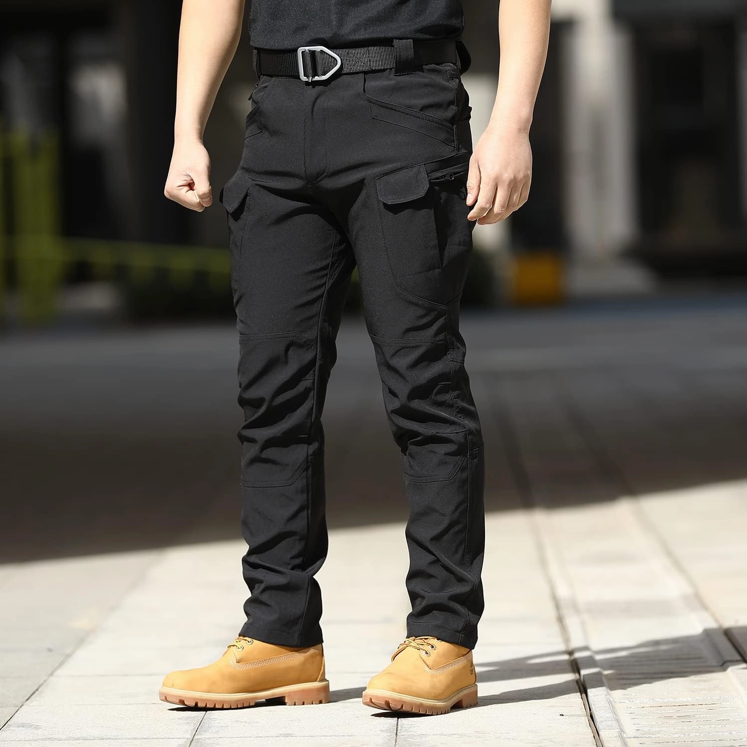 YAXHWIV Men's Flex Ripstop Tactical Pants Lightweight Hiking Casual Cargo Pants Multi Pockets Water Resistant(No Belt)