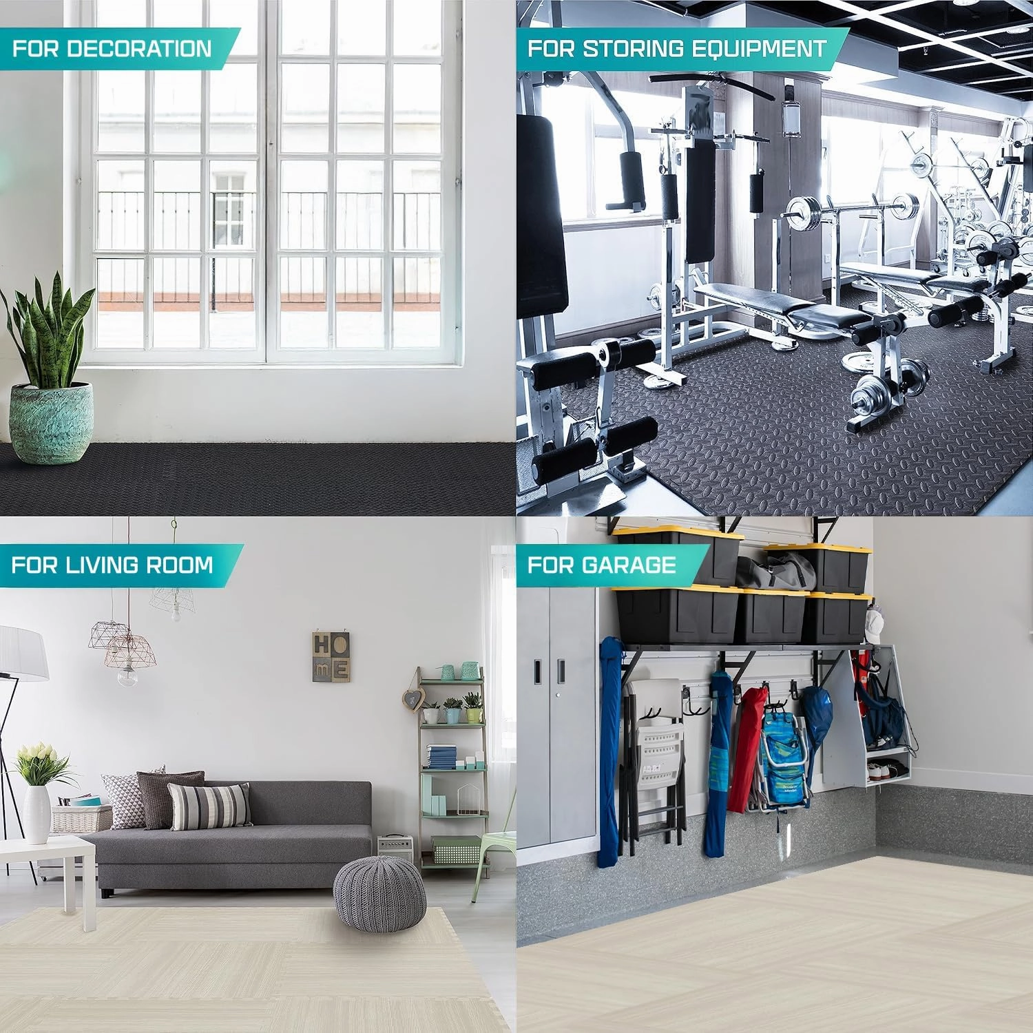 Yes4All 12,24,36 SQ.FT Wood Grain Puzzle Exercise Mat Protective Flooring, EVA Interlocking Foam Floor Tiles with Border for Home