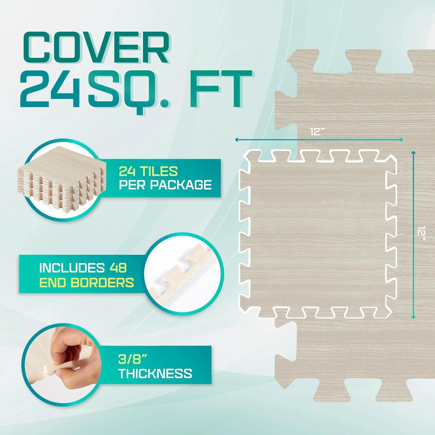 Yes4All 12,24,36 SQ.FT Wood Grain Puzzle Exercise Mat Protective Flooring, EVA Interlocking Foam Floor Tiles with Border for Home