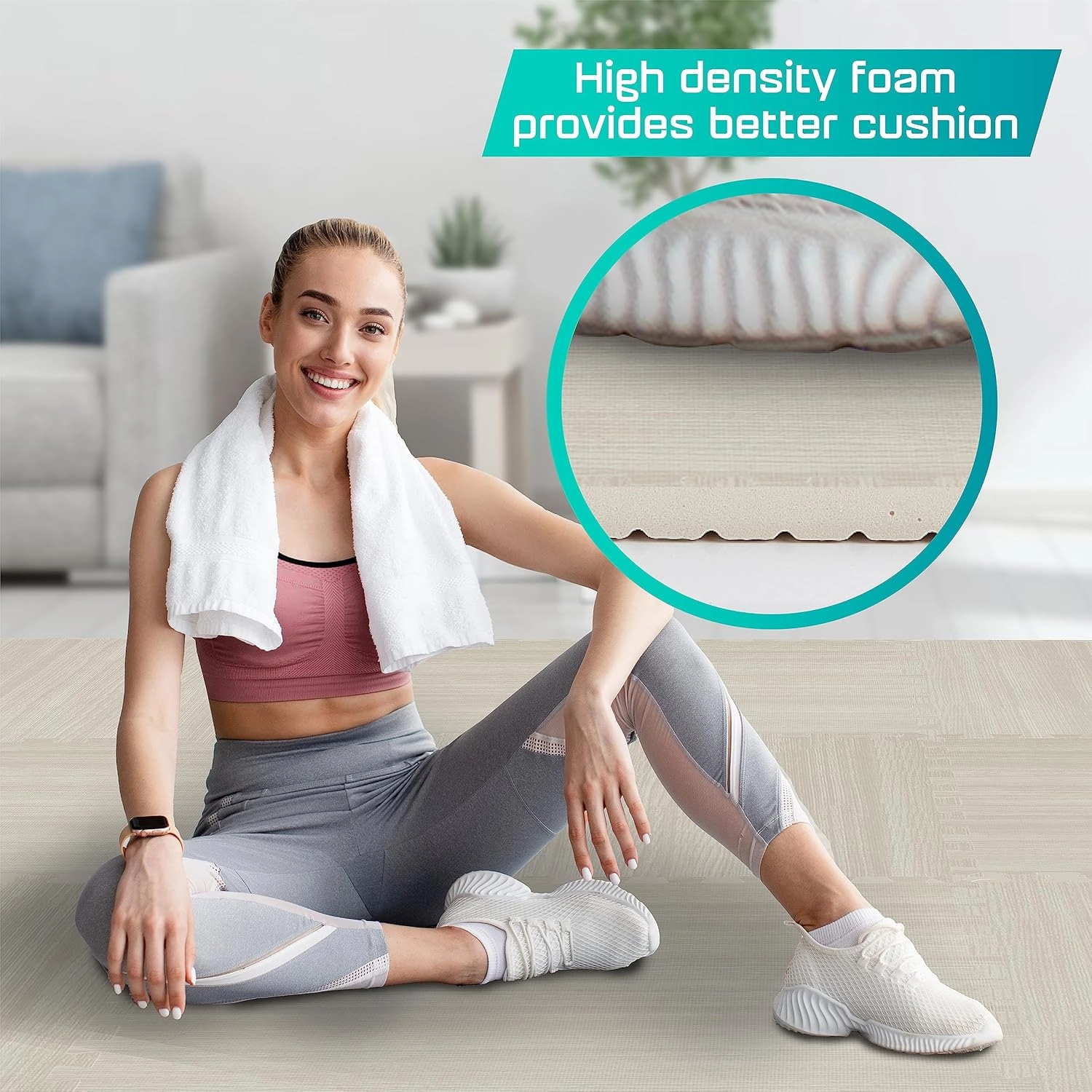 Yes4All 12,24,36 SQ.FT Wood Grain Puzzle Exercise Mat Protective Flooring, EVA Interlocking Foam Floor Tiles with Border for Home
