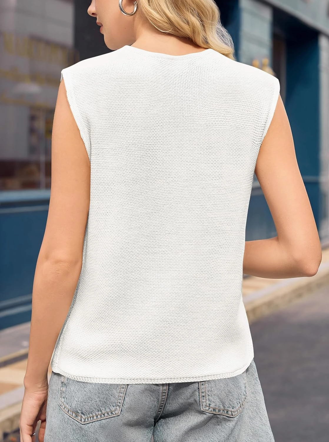 Yousify Women’s Tie Front Sweater Vest 2025 Summer Sleeveless Crochet Knit Tops Lightweight Cardigan Sweaters Outfits