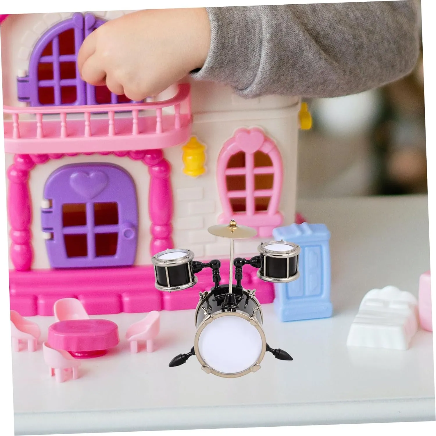 Zerodeko 4pcs Miniature Drum Model Realistic Musical Instrument Dollhouse Decor Lightweight Construction for Crafting Home and Party Decorations