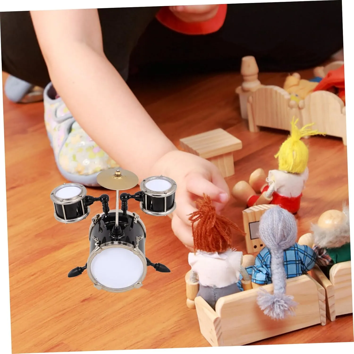 Zerodeko 4pcs Miniature Drum Model Realistic Musical Instrument Dollhouse Decor Lightweight Construction for Crafting Home and Party Decorations