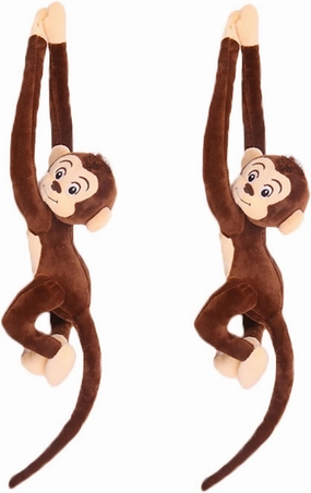 zhidiloveyou 2PCS Hanging Monkey Stuffed Animals Plush Cute Brown Monkey Toy for Kids, 27.6"