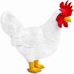ZHONGXIN MADE White Chicken Plush - Soft Realistic 14” White Chicken Rooster Stuffed Animals, Cute Toys Real Plushie Toy Home Decoration, Unique Plush Gift Collection for Kids